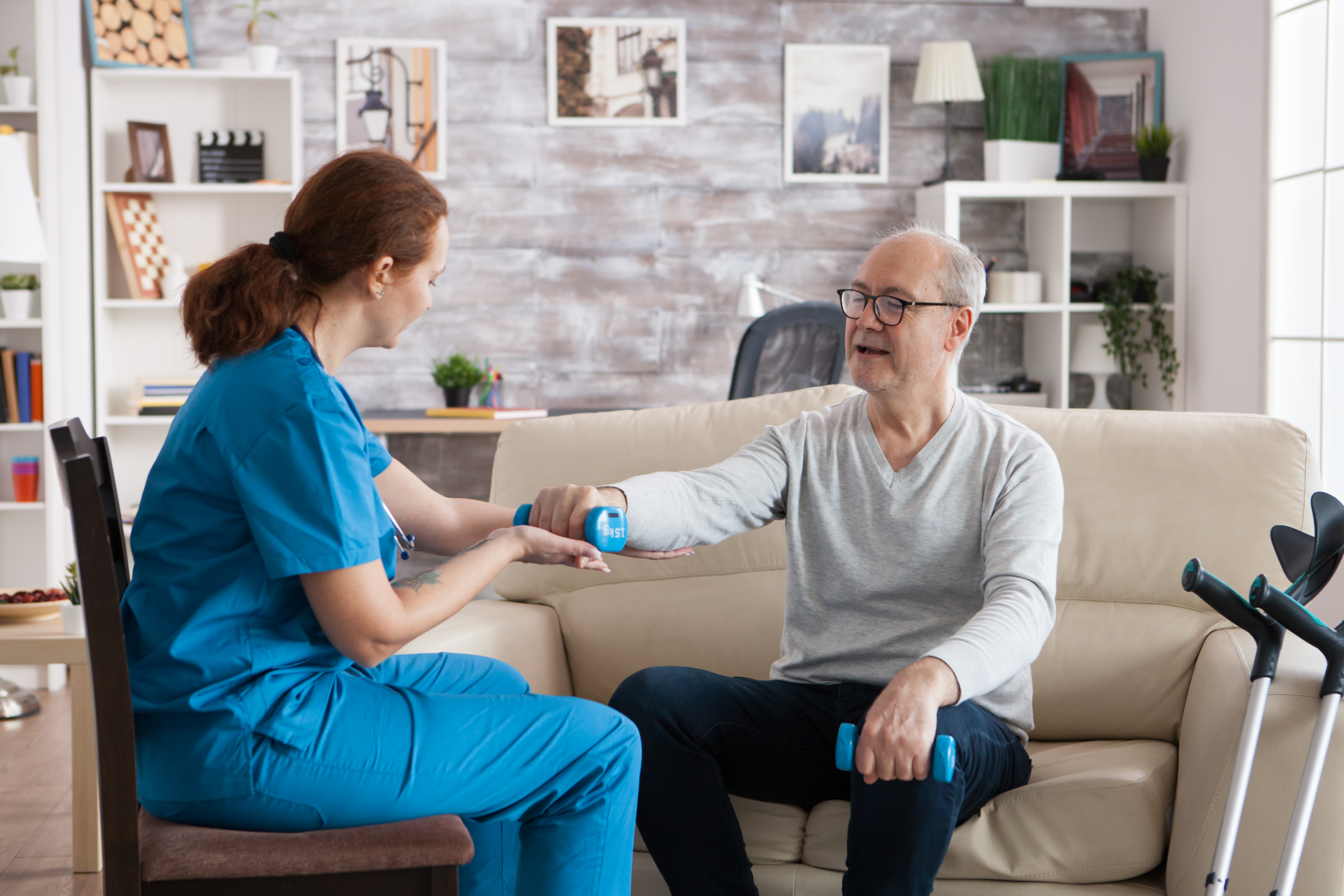 Caregiver visiting a patient at home